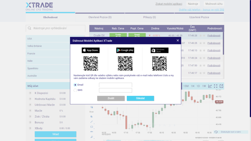 xForex - zkušenosti lze získat také na mobilních platformách