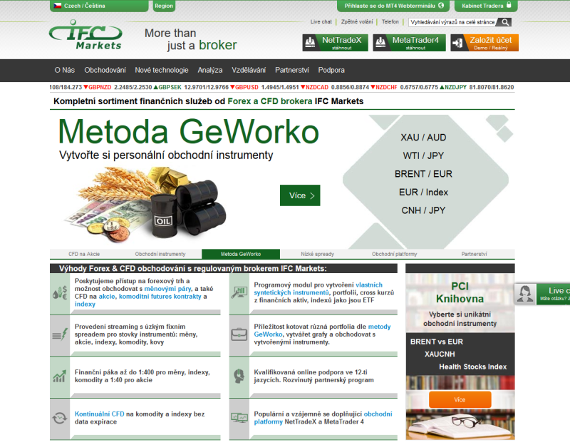 Webová stránka www.IFCmarkets.cz