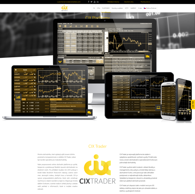 Obchodní platformy brokera CIX Market